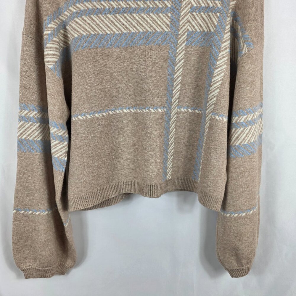 Laundry by Shelli Segal Beige Jacquard Plaid Sweater Women's Size Medium - Picture 15 of 15